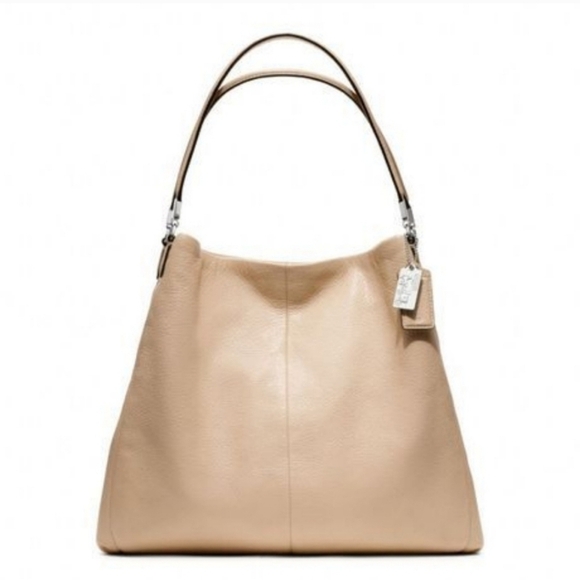 COACH BEIGE TAUPE PHOEBE LEATHER HANDBAG SATCHEL